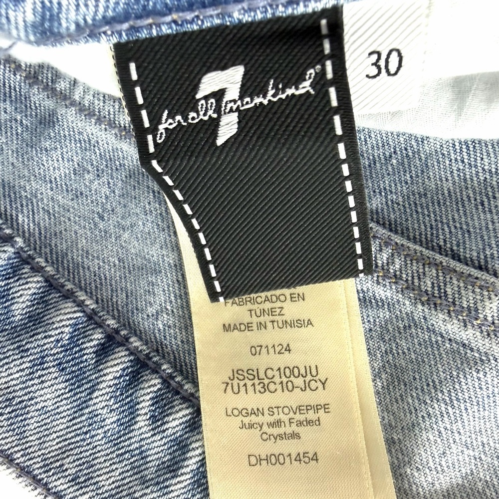 7 For All Mankind Logan Stovepipe high-rise, straight-leg jeans crystal Size 30 - Picture 6 of 11